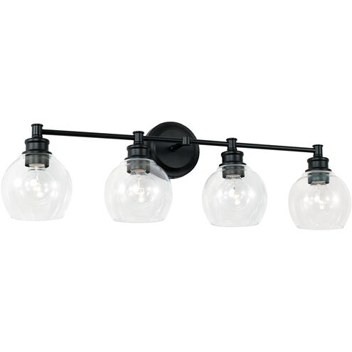 Mid Century 4 Light 32 inch Matte Black Vanity Light Wall Light