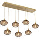 Coppa 7 Light Gilded Brass Linear Pendant Ceiling Light in Coppa Bronze, Multi-Port