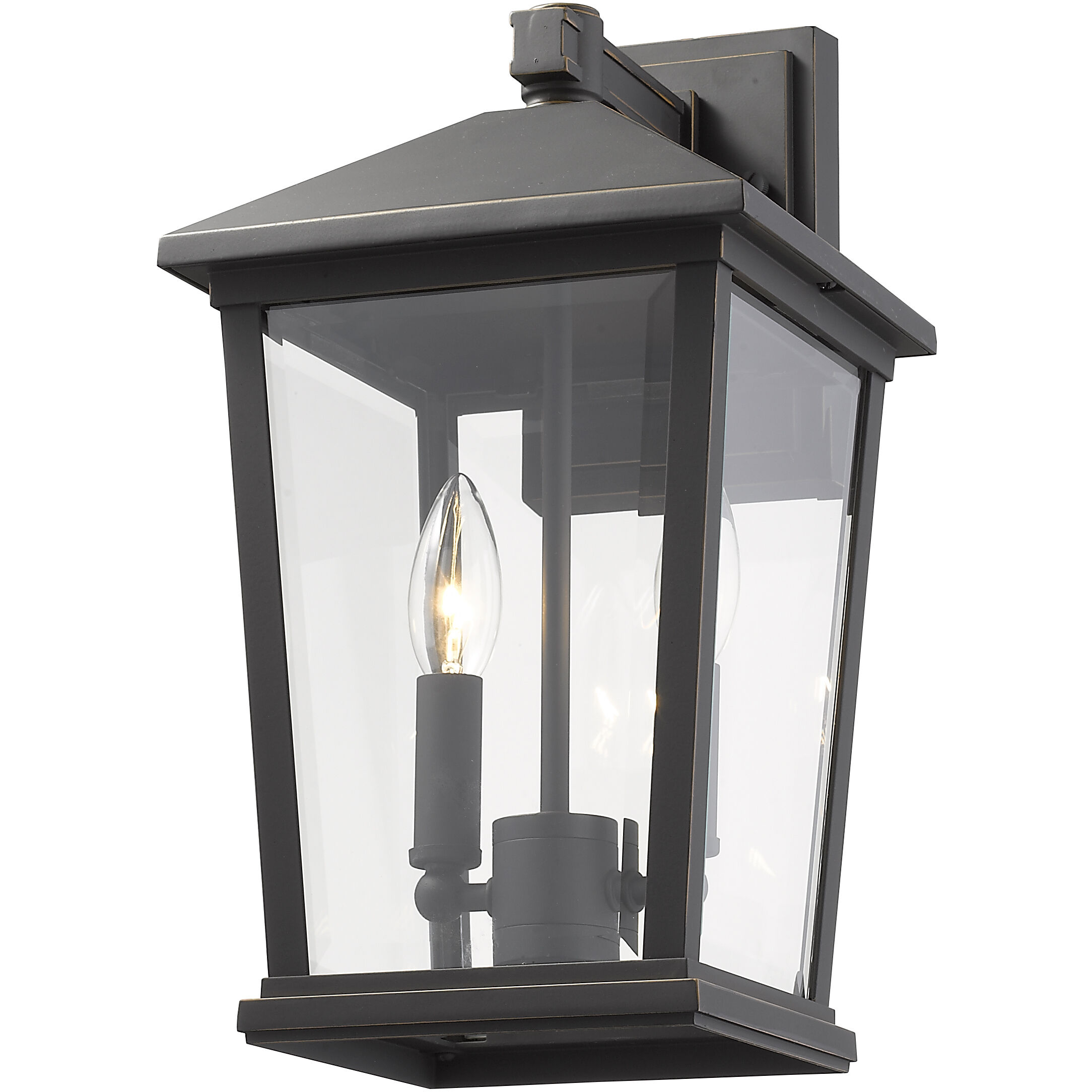 Beacon 2 Light 15 inch Oil Rubbed Bronze Outdoor Wall Light