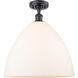 Ballston Dome 1 Light 16 inch Matte Black Semi-Flush Mount Ceiling Light in Matte White Glass