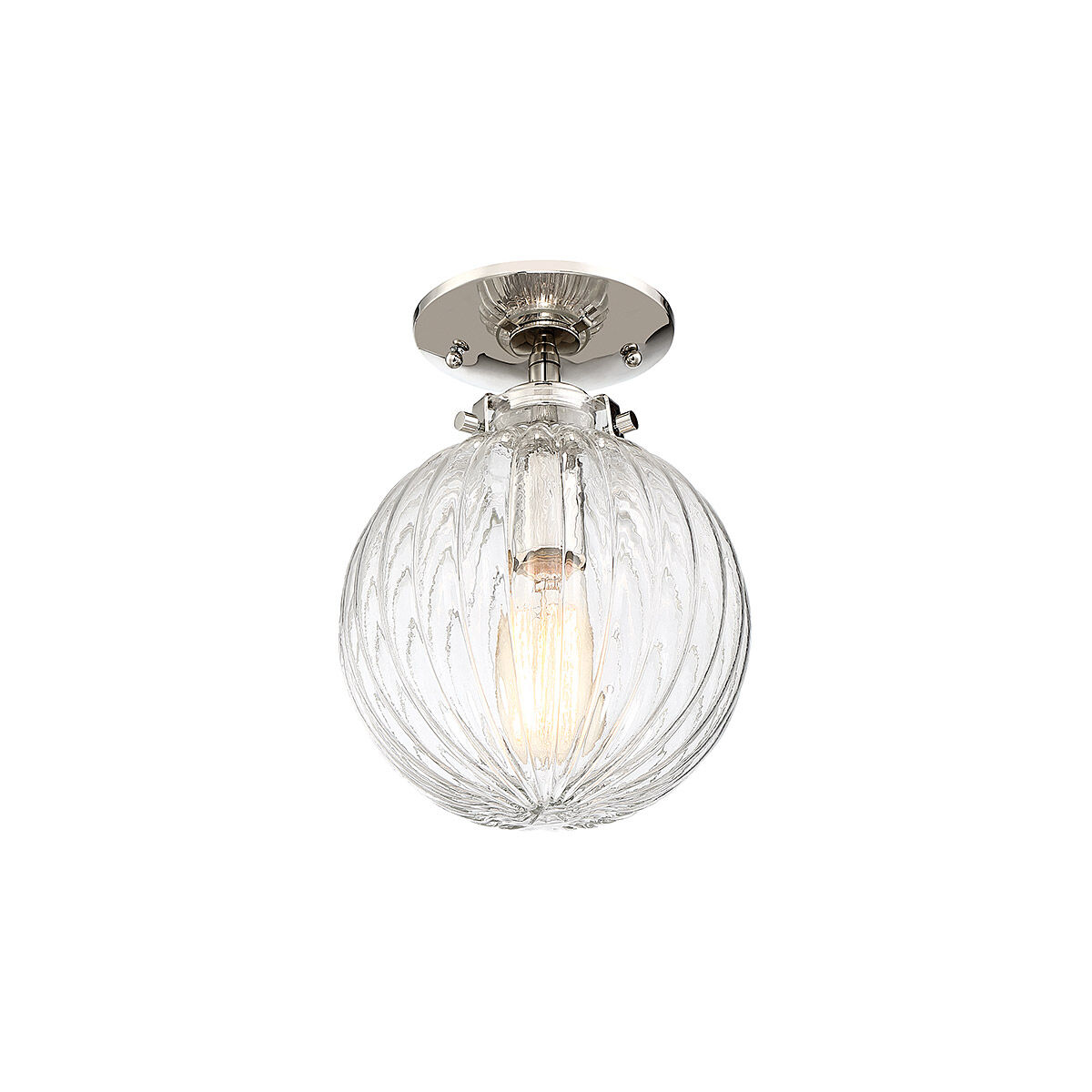 Modern 1 Light 8 inch Polished Nickel Semi-Flush Ceiling Light