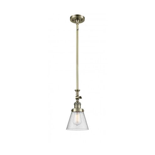 Franklin Restoration Small Cone 1 Light 6 inch Antique Brass Mini Pendant Ceiling Light in Incandescent, Seedy Glass, Franklin Restoration