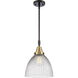 Franklin Restoration Seneca Falls LED 10 inch Black Antique Brass and Matte Black Mini Pendant Ceiling Light