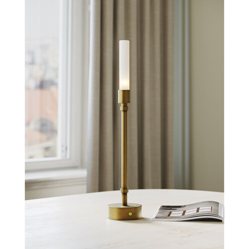 Paseo 20 inch 1.50 watt Polished Antique Brass/Clear Cordless Table Lamp Portable Light