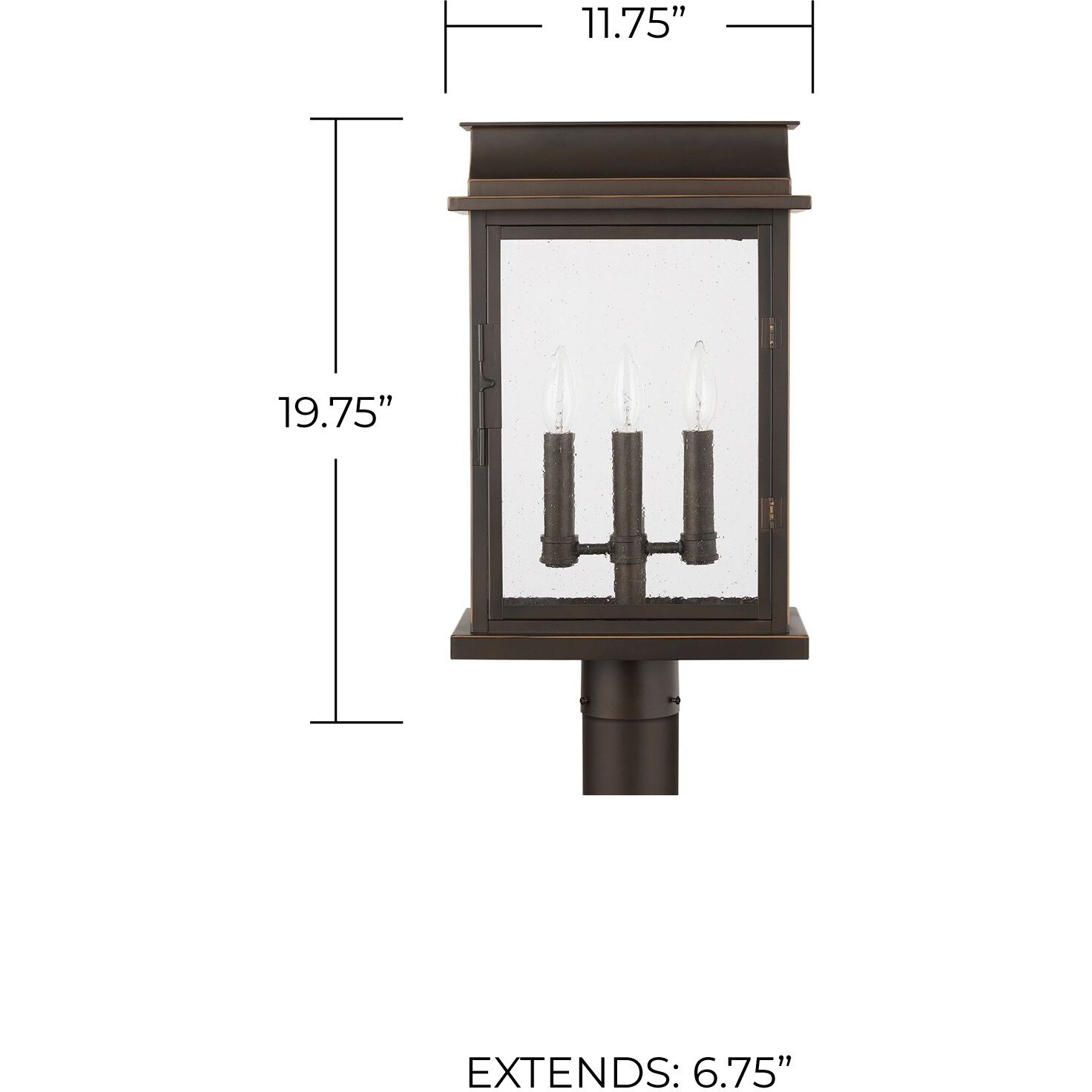 Bolton 3 Light 20 inch Oiled Bronze Outdoor Post Lantern