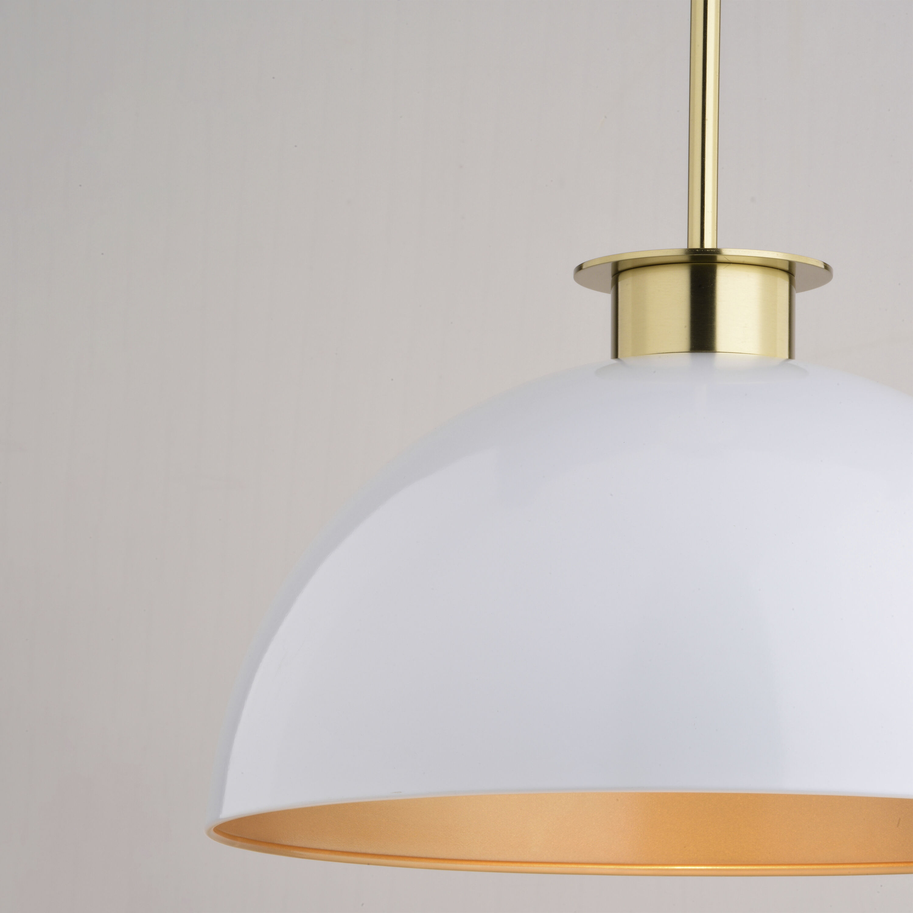 Devon LED 15.75 inch Glossy White and Satin Brass Pendant Ceiling Light