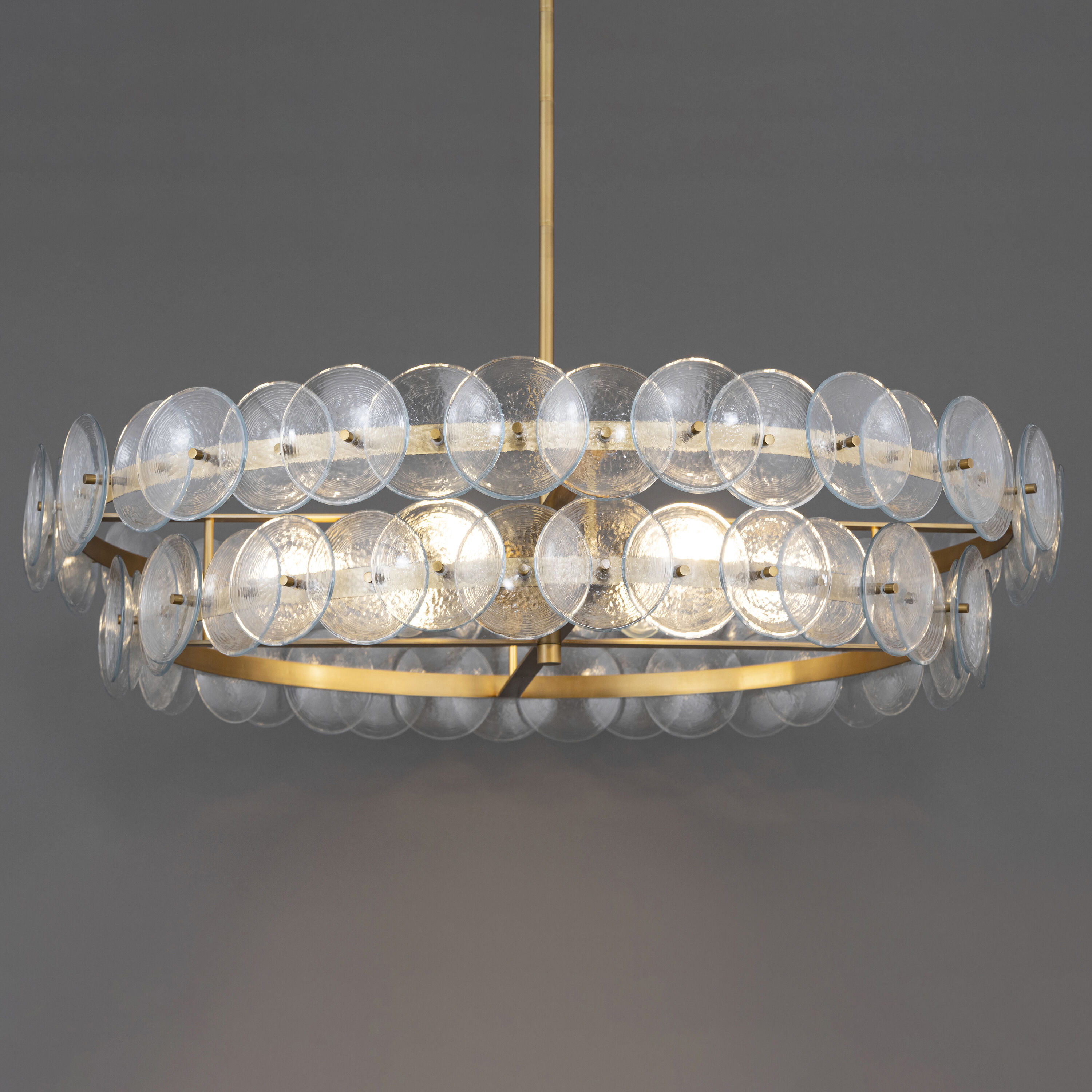 Loren 8 Light 42 inch Weathered Brass Multi-Tier Chandelier Ceiling Light in Textured Clear