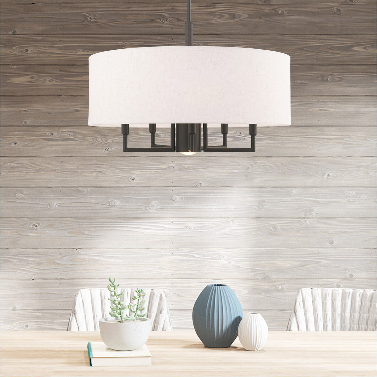 Meridian 6 Light 24 inch English Bronze Pendant Chandelier Ceiling Light