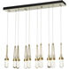 Link LED 9 inch Modern Brass Pendant Ceiling Light in Clear with White Threading, Rectangular