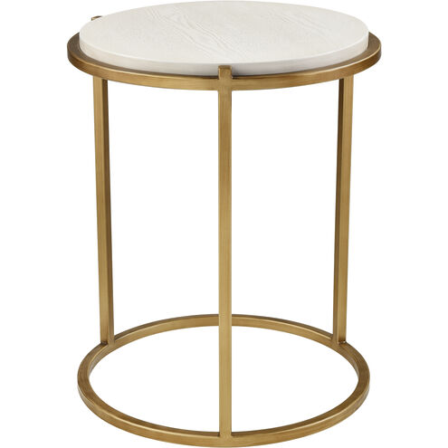 Solen 24.25 X 21.75 inch Aged Gold with Weathered White Accent Table, Set of 2