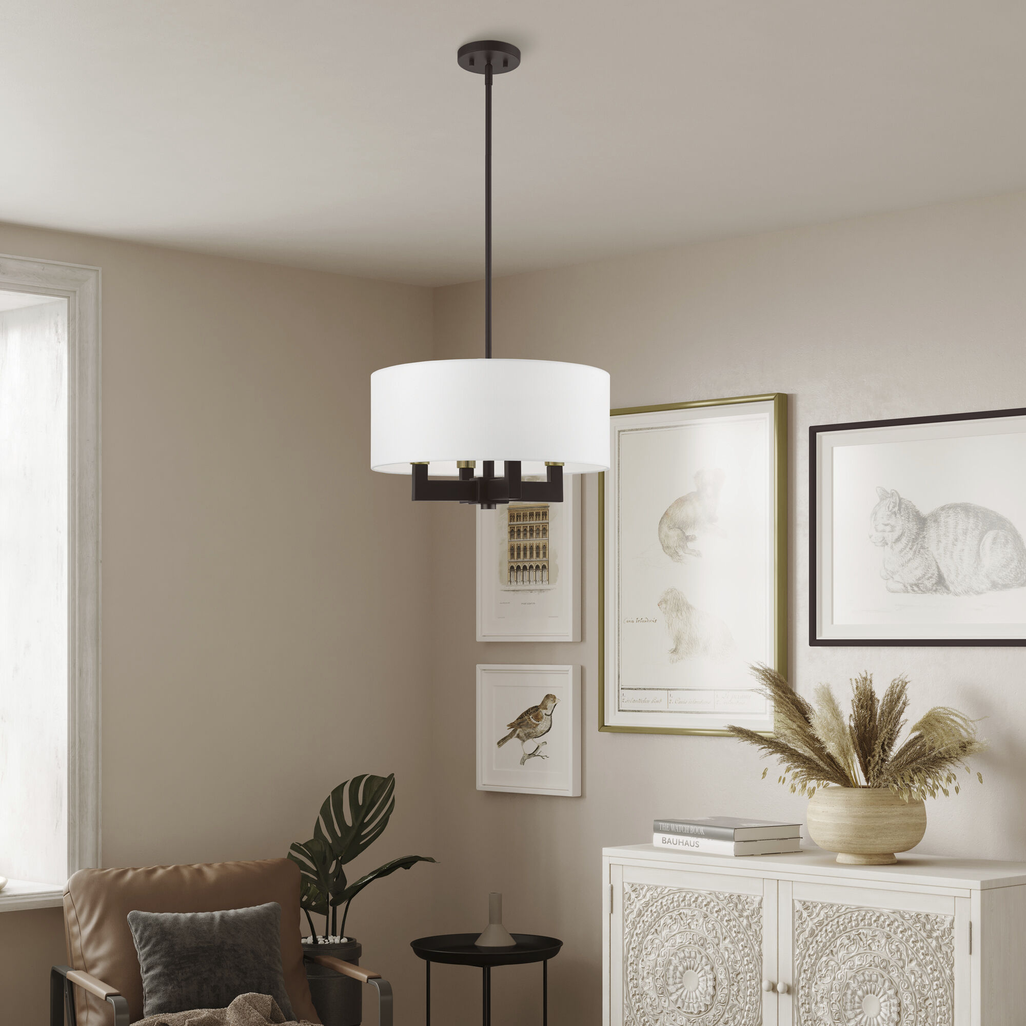 Cresthaven 4 Light 18 inch Bronze with Antique Brass Accents Pendant Chandelier Ceiling Light