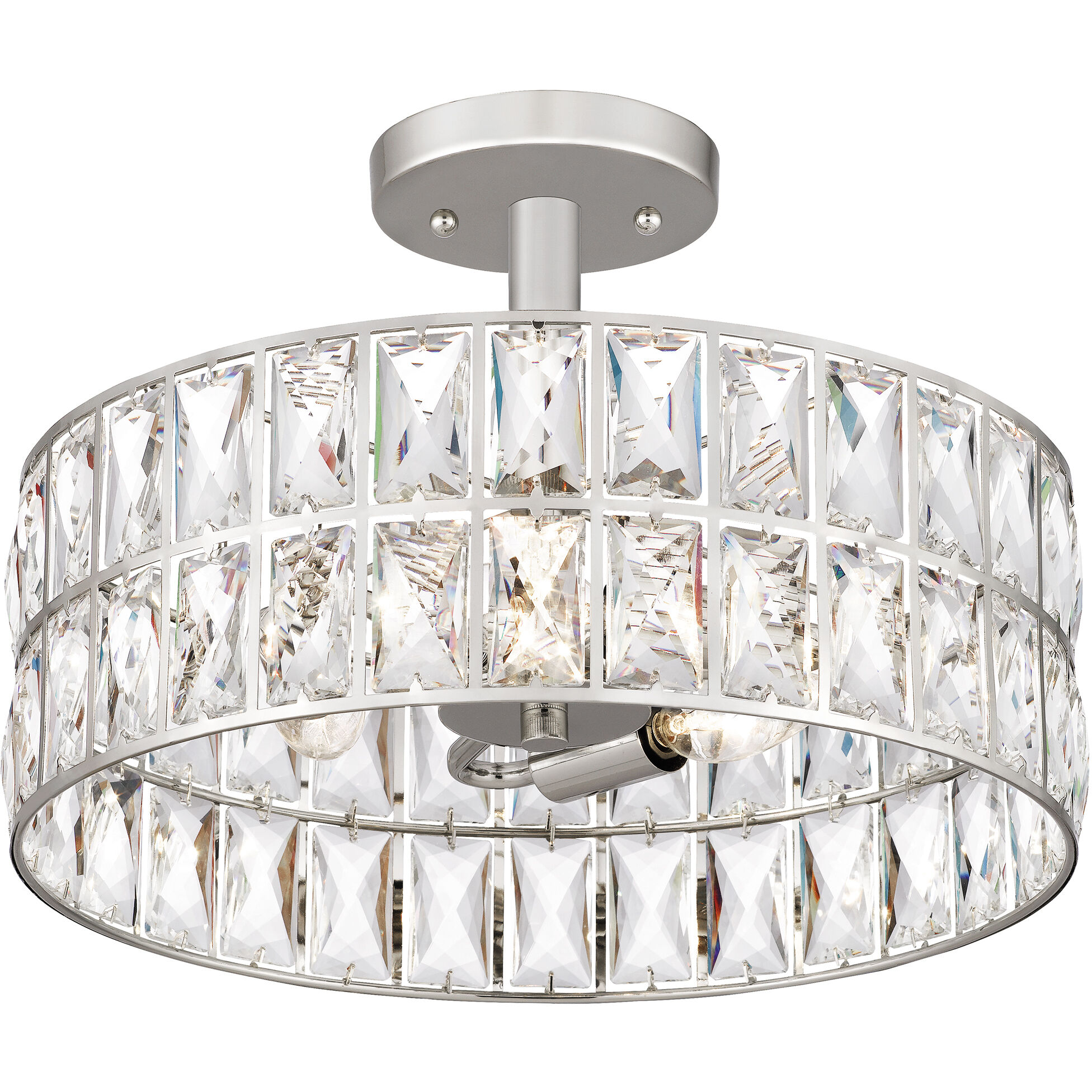 Coffman 3 Light 14 inch Polished Nickel Semi-Flush Mount Ceiling Light