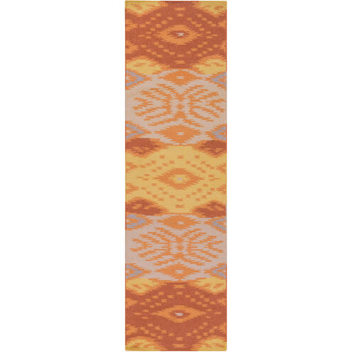 Wanderer 96 X 30 inch Orange and Brown Runner, Wool