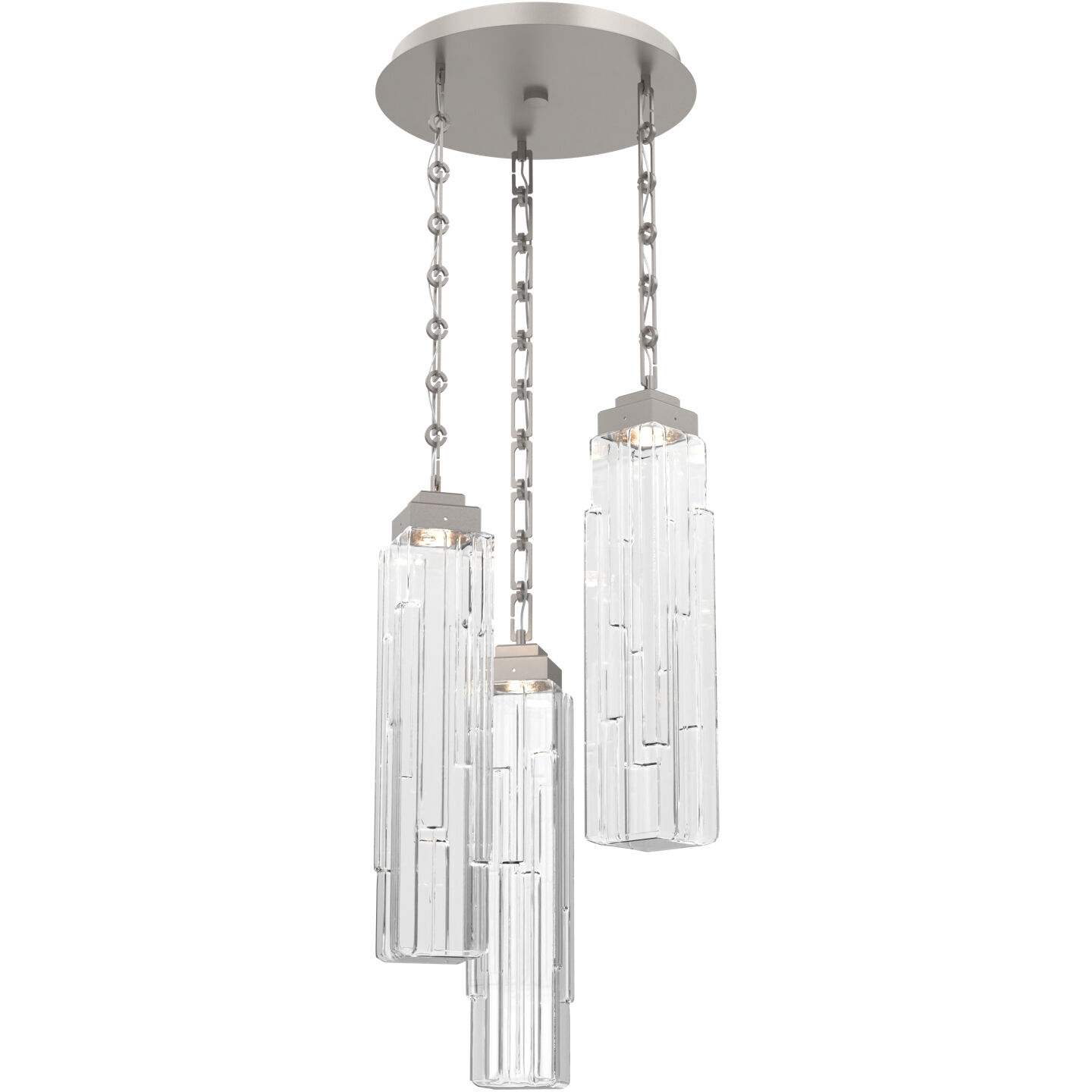 Ledgestone LED 18.3 inch Beige Silver Multi-Pendant Ceiling Light in 3000K LED, Rectangular Chain