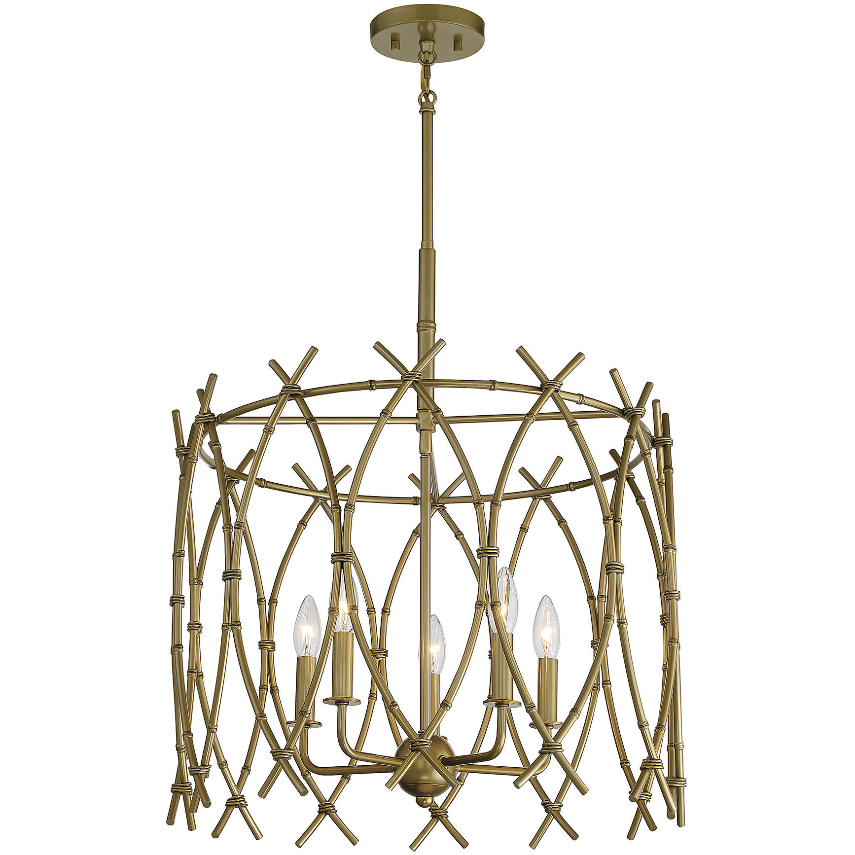 Cornwall 5 Light 22 inch New Burnished Brass Pendant Ceiling Light