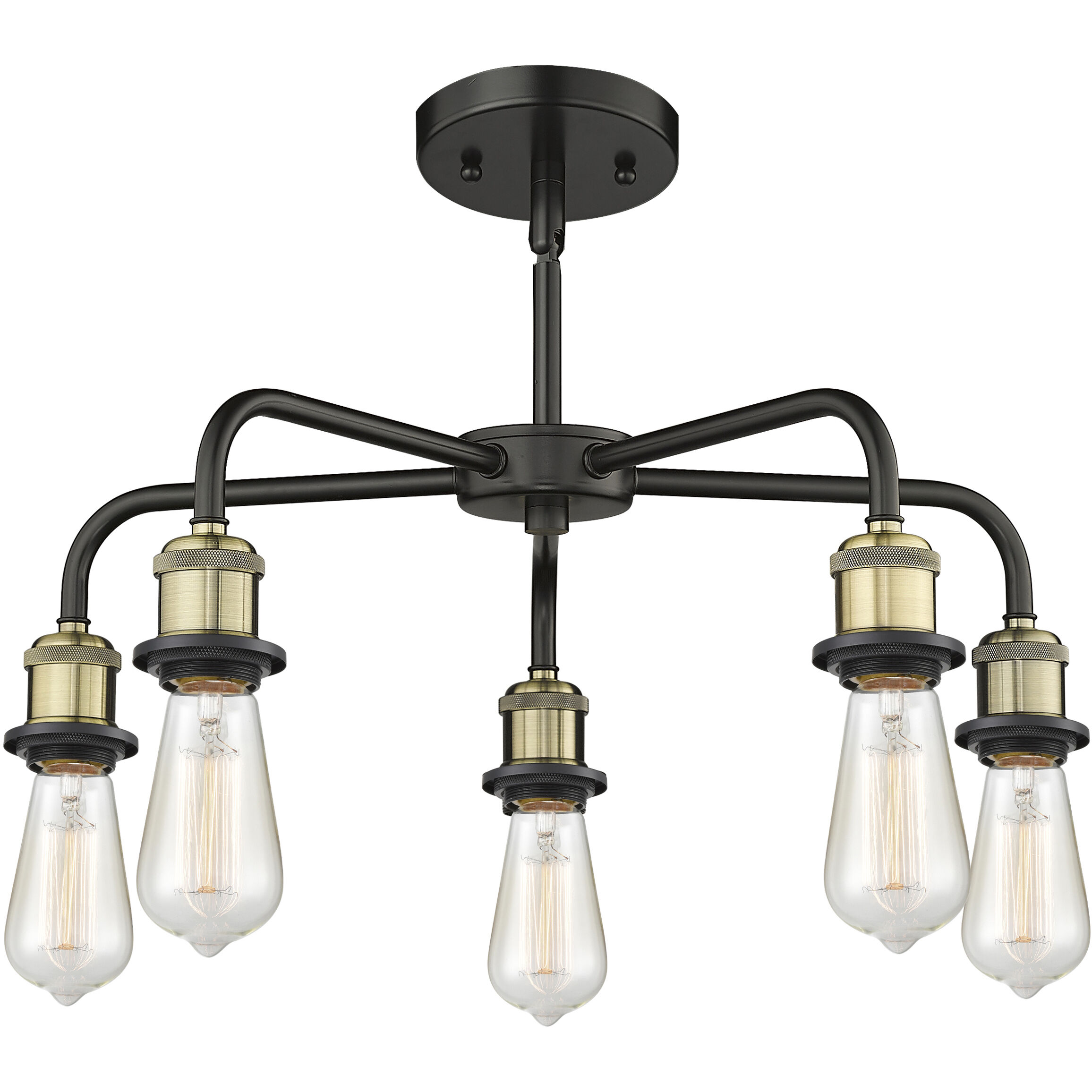 Eaton 5 Light 23.5 inch Black Antique Brass Chandelier Ceiling Light in Clear