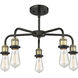 Eaton 5 Light 23.5 inch Black Antique Brass and Clear Chandelier Ceiling Light