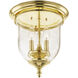 Legacy 3 Light 12 inch Polished Brass Flush Mount Ceiling Light