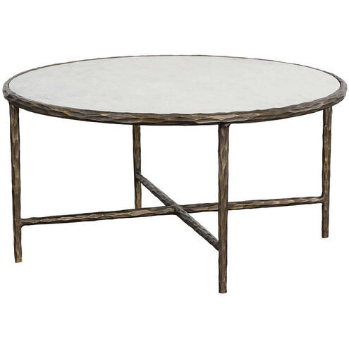 Riyaz 36.25 X 18.5 inch Antique Brass with White Coffee Table