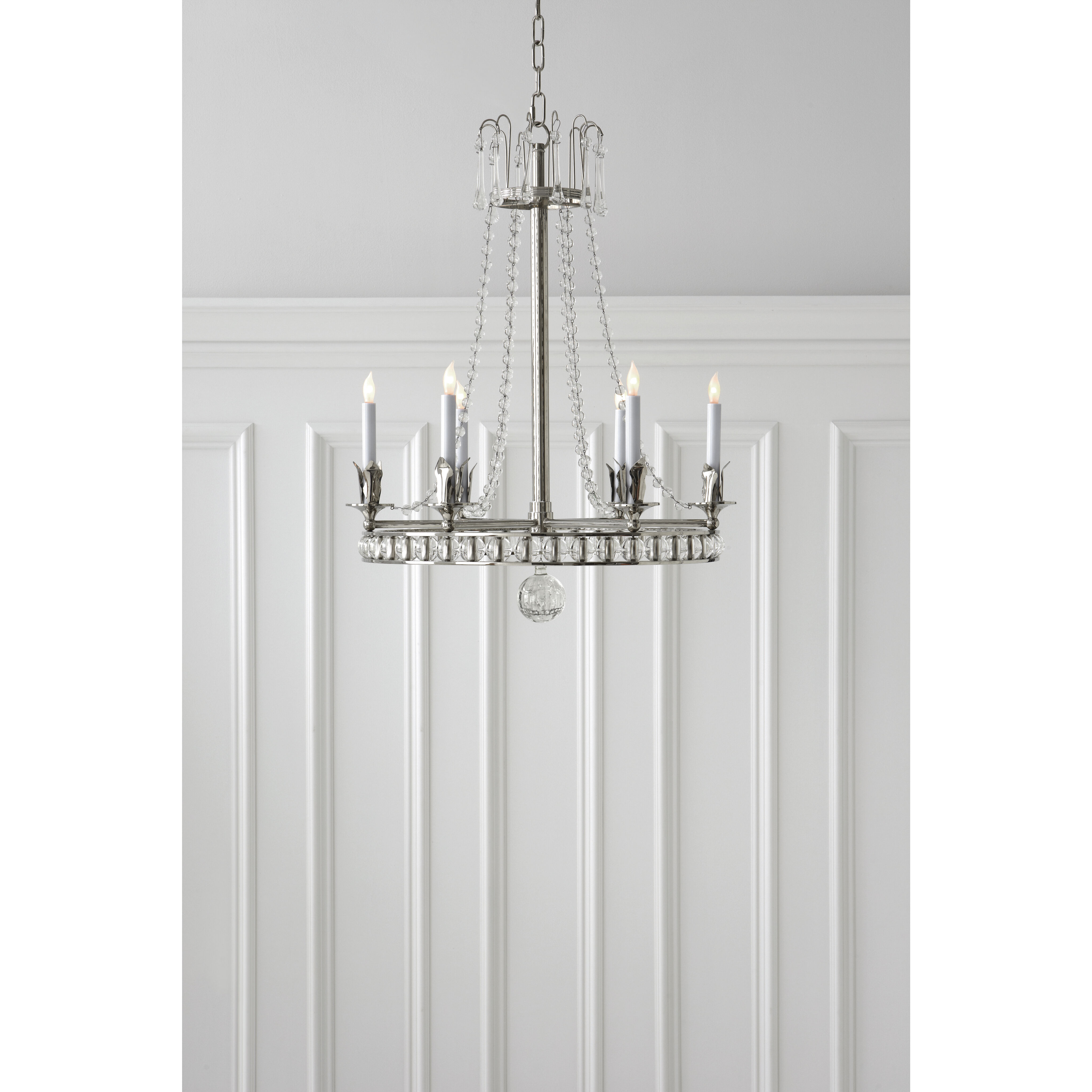 Joe Nye Regency 6 Light 22 inch Polished Nickel Chandelier Ceiling Light, Medium