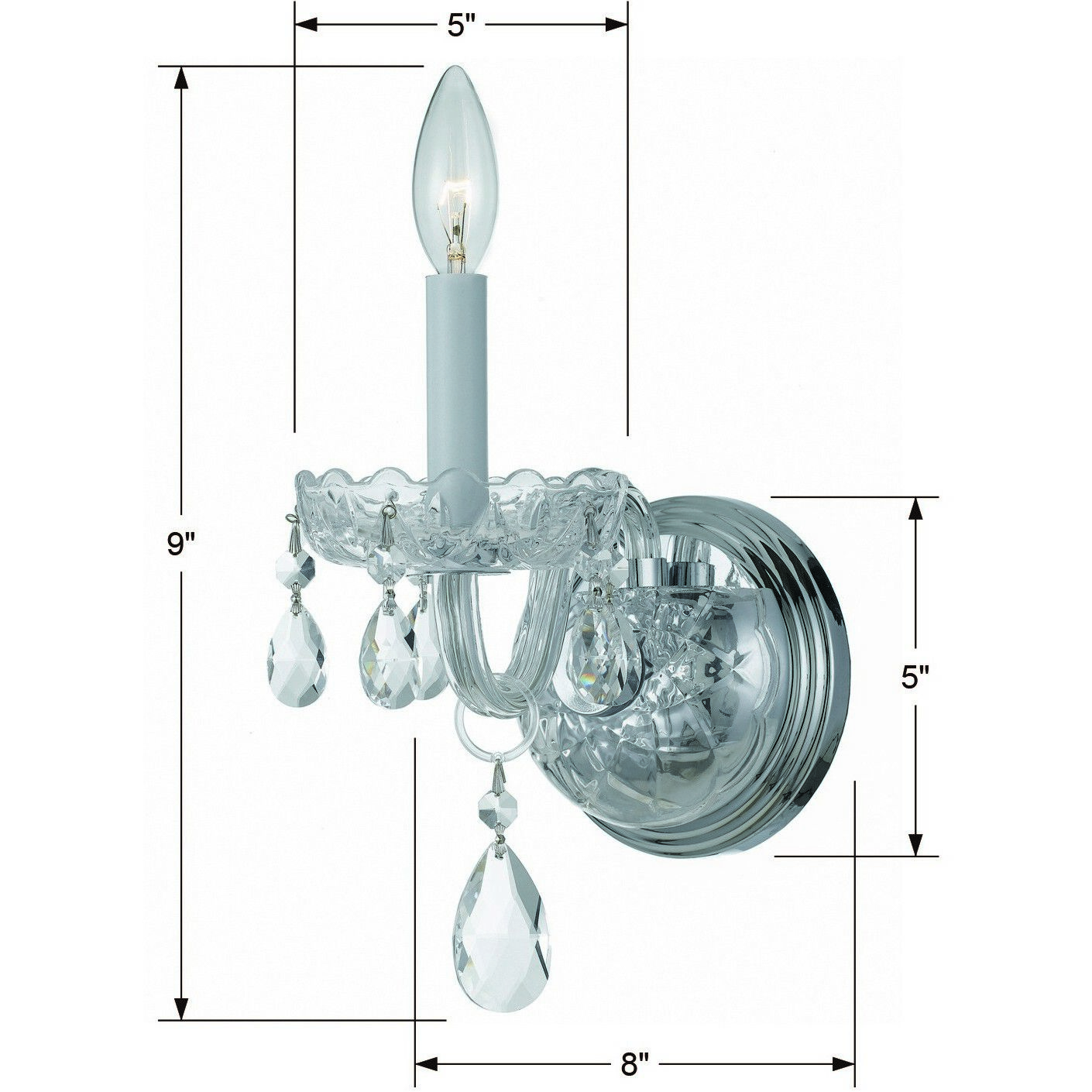 Traditional Crystal Sconce Wall Light in Clear Spectra, Polished Chrome