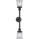 Franklin Restoration Small Canton 2 Light 17 inch Matte Black Bath Vanity Light Wall Light in Clear Glass, Franklin Restoration