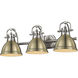 Duncan 3 Light 25 inch Pewter Bath Vanity Wall Light in Aged Brass