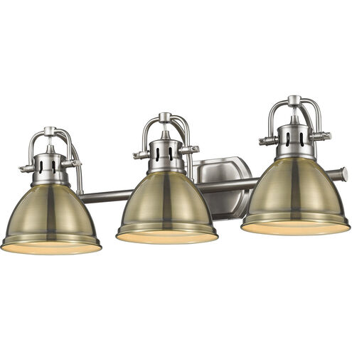 Duncan 3 Light 25 inch Pewter Bath Vanity Wall Light in Aged Brass