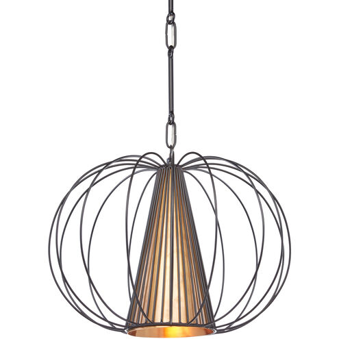 Spirograph 1 Light 17 inch Black/Vintage Brass Pendant Ceiling Light
