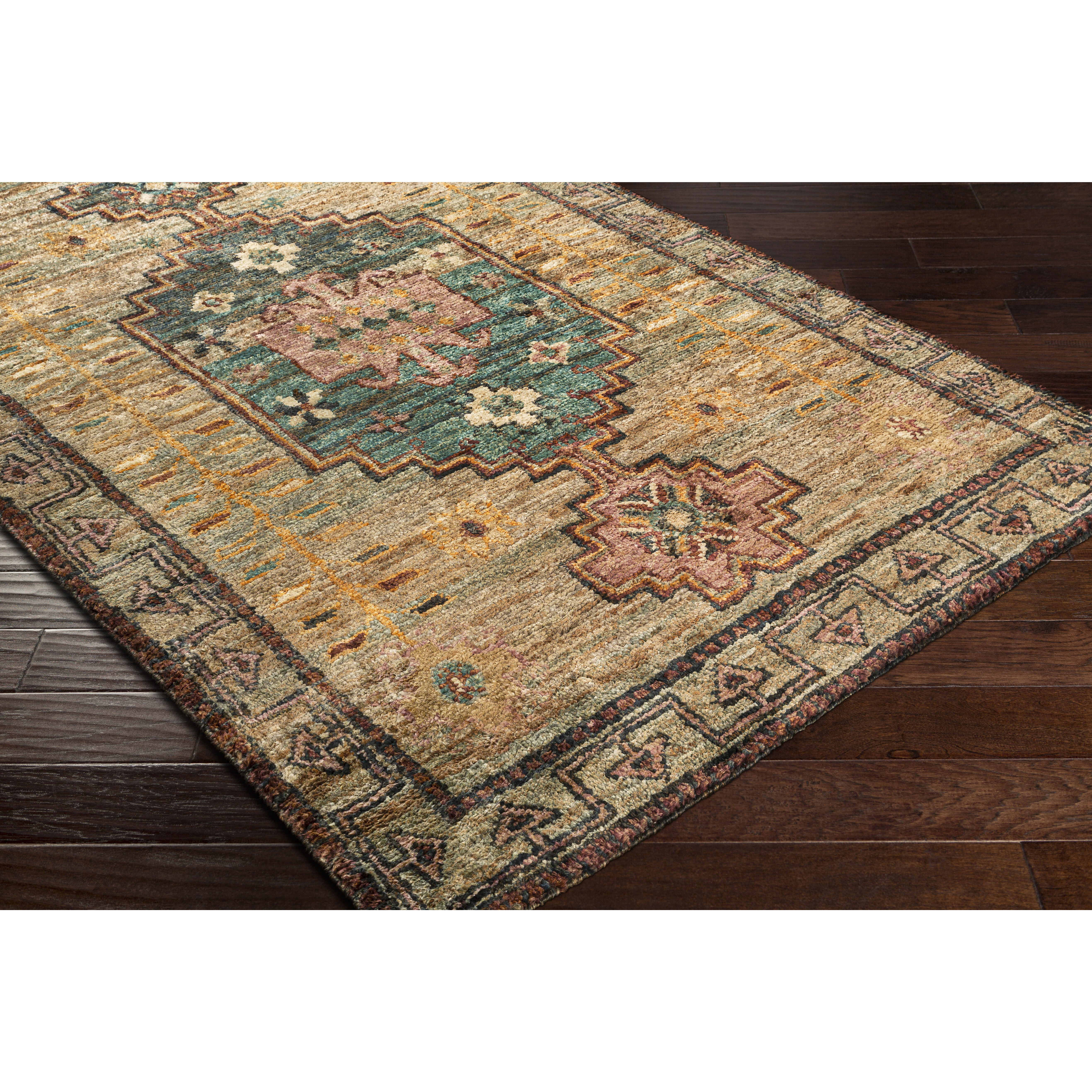 Scarborough 108 X 72 inch Medium Green Rug in 6 X 9, Rectangle