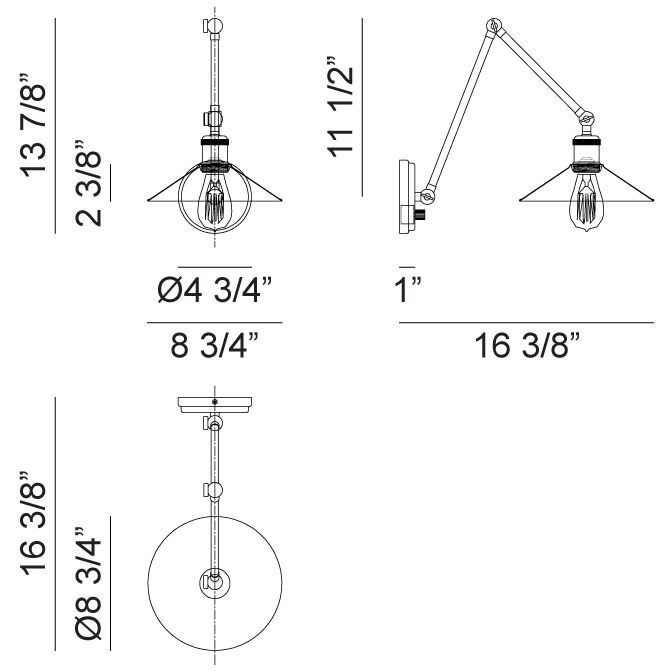 Brixson 1 Light 8.75 inch Aged Gold Brass and Black Wall Sconce Wall Light