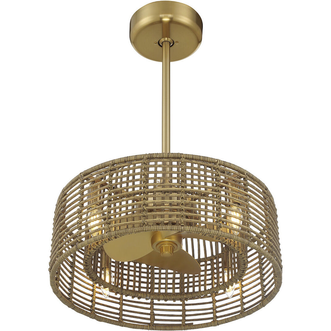 Ferndale 12 inch Warm Brass with Gold Blades Fan D'Lier