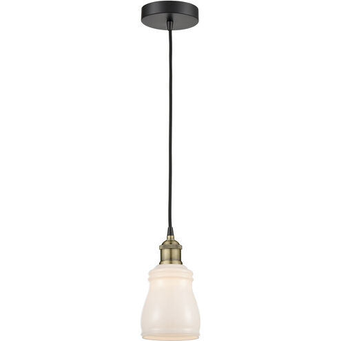 Ellery 1 Light 4.75 inch Black Antique Brass Mini Pendant Ceiling Light in White Glass
