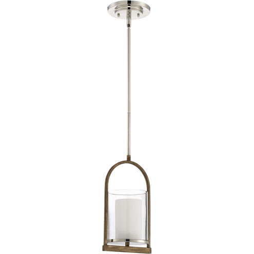 Lark 1 Light 7.25 inch Polished Nickel/Whiskey Barrel Pendant Ceiling Light