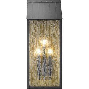Point 3 Light 25.5 inch Black and Brass Outdoor Wall Sconce