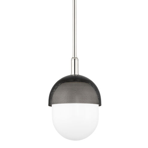 Nyack 1 Light 9 inch Polished Nickel / Black Pendant Ceiling Light