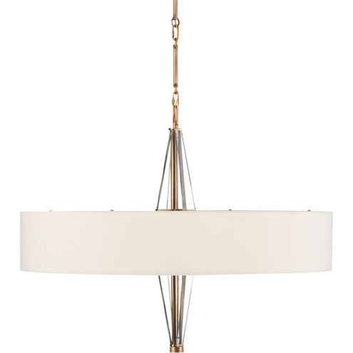 Lamont 6 Light 32 inch Antique Brass/Clear/Off White Chandelier Ceiling Light