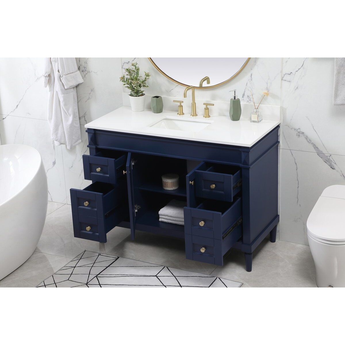Bennett 48 X 21 X 35 inch Blue Vanity Sink Set in Included