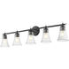 Belle 5 Light 42 inch Matte Black Bath Vanity Light Wall Light
