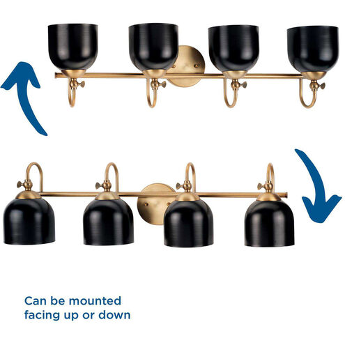 Dalton 4 Light 33 inch Vintage Brass Bath Vanity Wall Light