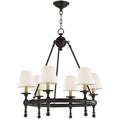 Chapman & Myers Classic2 6 Light 25.5 inch Bronze Mini Ring Chandelier Ceiling Light in Linen