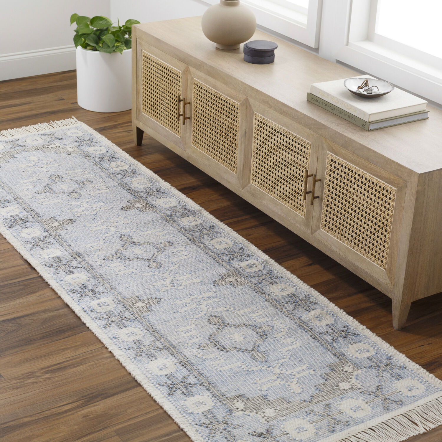 Bursa 96 X 30 inch Light Blue Rug, Runner