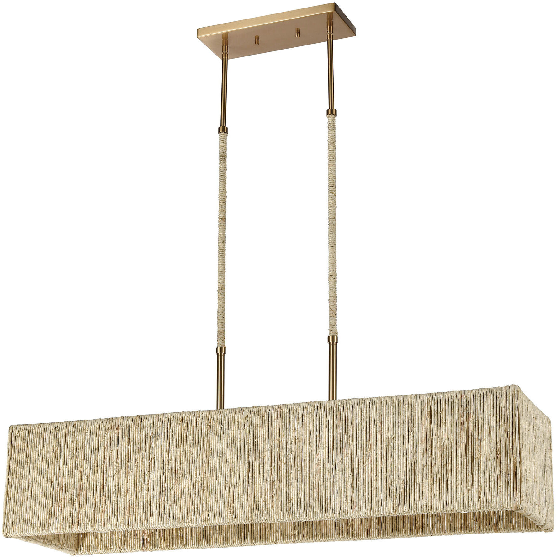 Abaca 5 Light 40 inch Satin Brass Linear Chandelier Ceiling Light