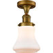 Franklin Restoration Bellmont LED 6 inch Brushed Brass Semi-Flush Mount Ceiling Light in Matte White Glass, Franklin Restoration