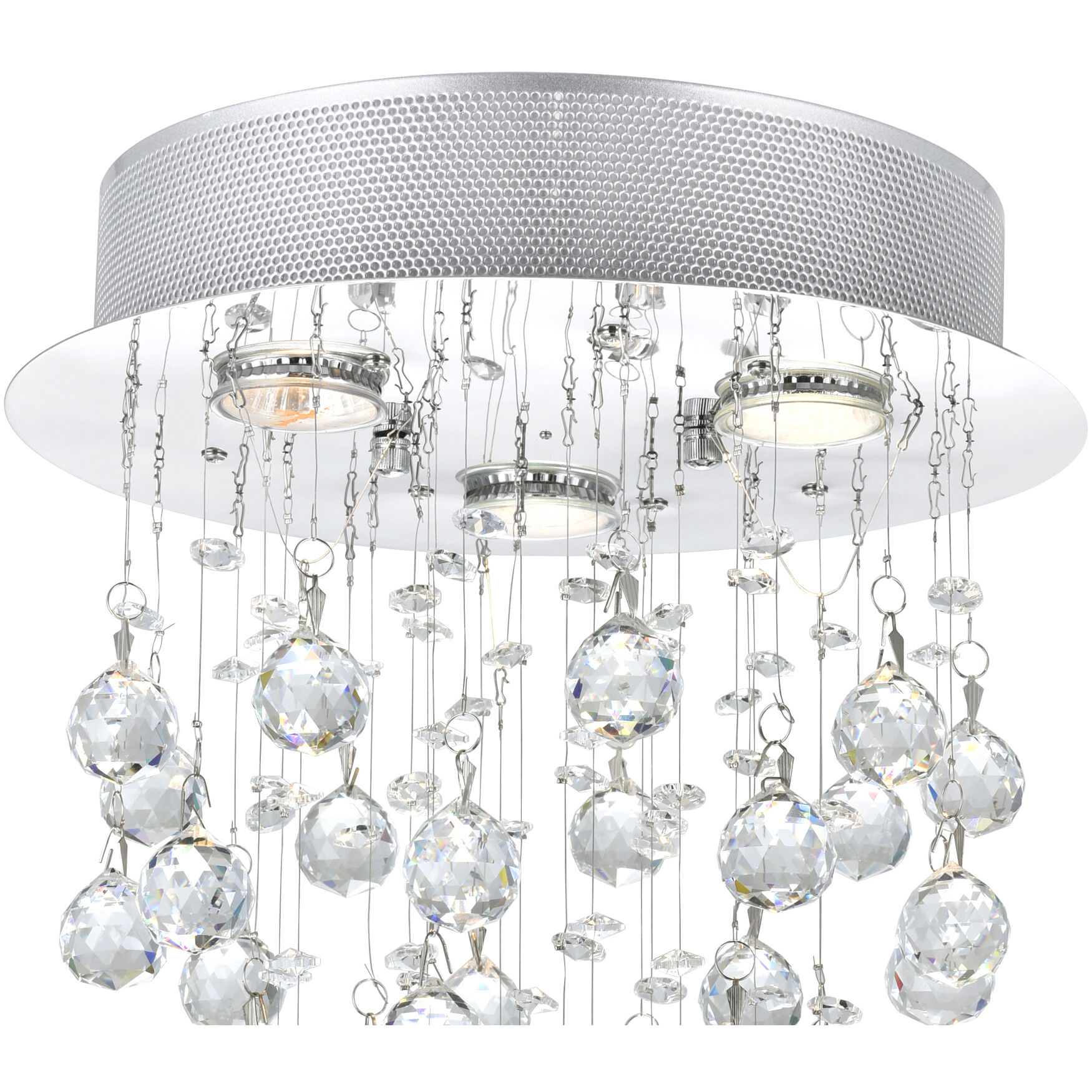 Rain Drop 3 Light 12 inch Chrome Flush Mount Ceiling Light
