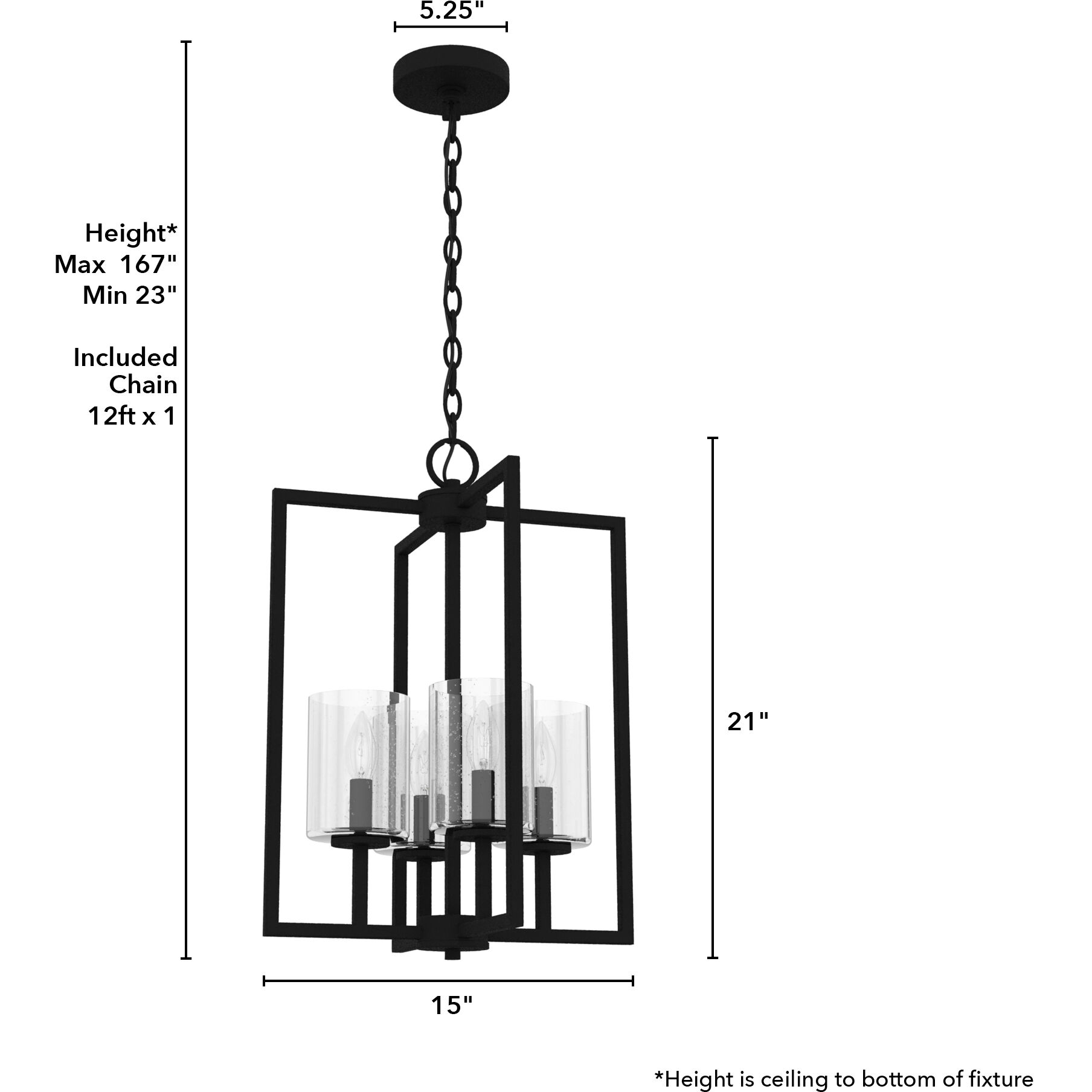 Kerrison 4 Light 15 inch Natural Black Iron Pendant Ceiling Light