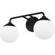 Hepburn 2 Light 18 inch Matte Black Vanity Light Wall Light