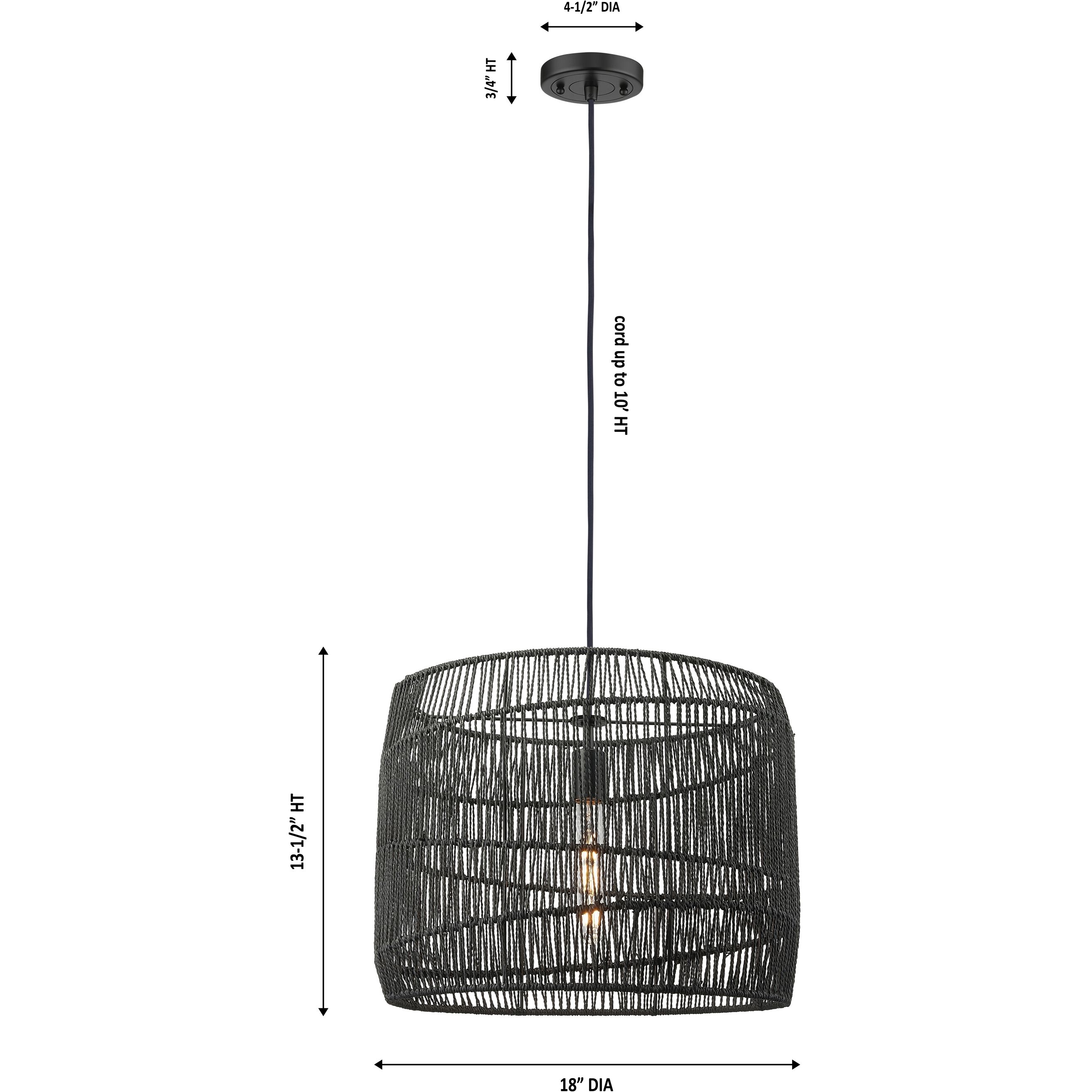 Elwood 1 Light 18 inch Matte Black Pendant Ceiling Light