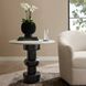 Devito 29 inch White Marble and Ebony Oak Wood End Table