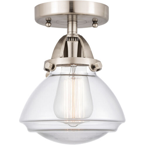 Nouveau 2 Olean LED 7 inch Brushed Satin Nickel Semi-Flush Mount Ceiling Light in Clear Glass